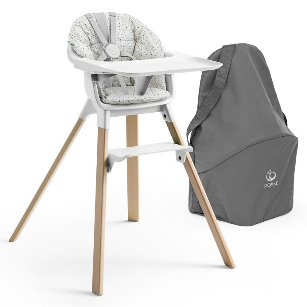 stokke clikk high chair canada Stokke® Clikk™ High Chair & Travel Bag (White Chair/Grey Sprinkle Cushion)