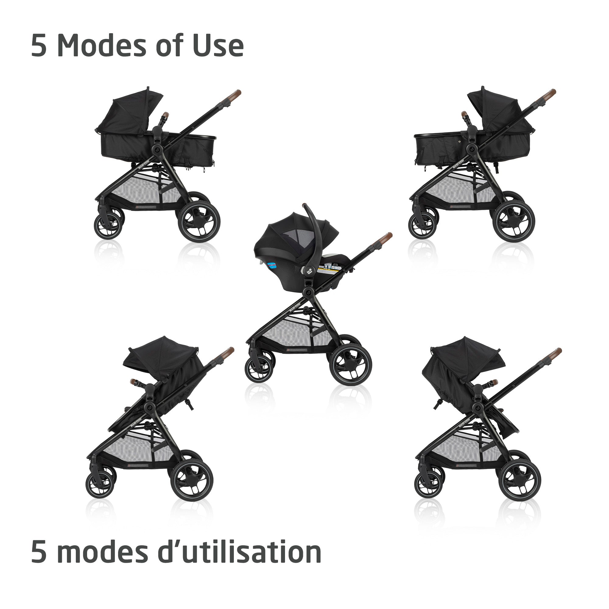 Maxi Cosi Zelia Luxe 5-in-1 Travel System (Basalt Black