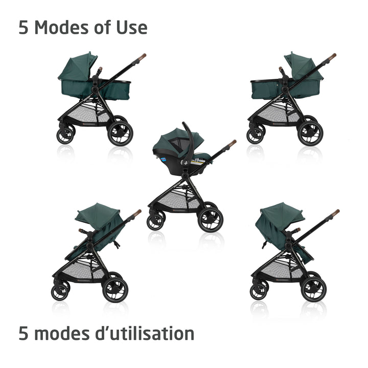 Maxi Cosi Zelia Luxe 5-in-1 Travel System (Essential Green)