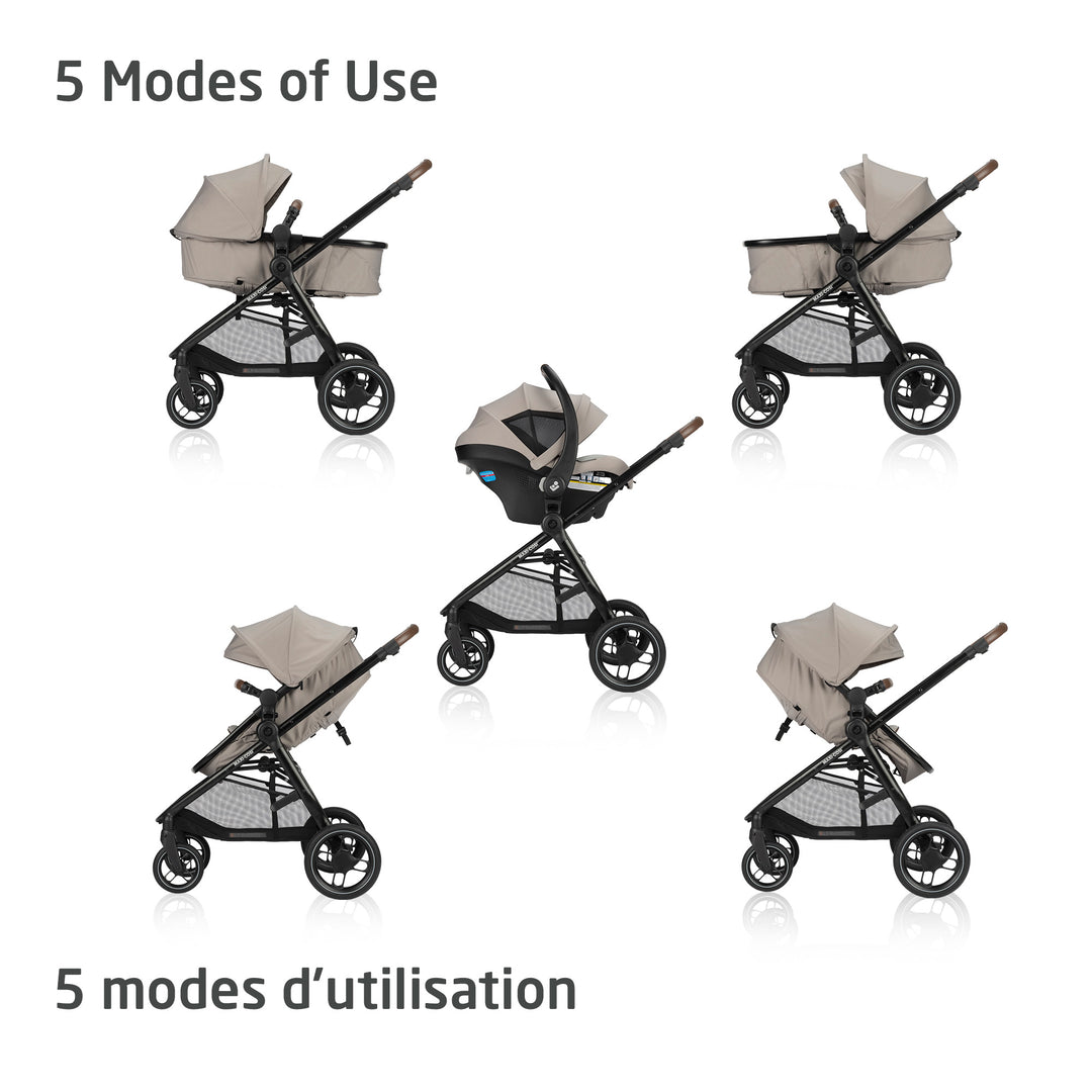 maxi cosi zelia 5 Maxi Cosi Zelia Luxe 5-in-1 Travel System (New Hope Tan)