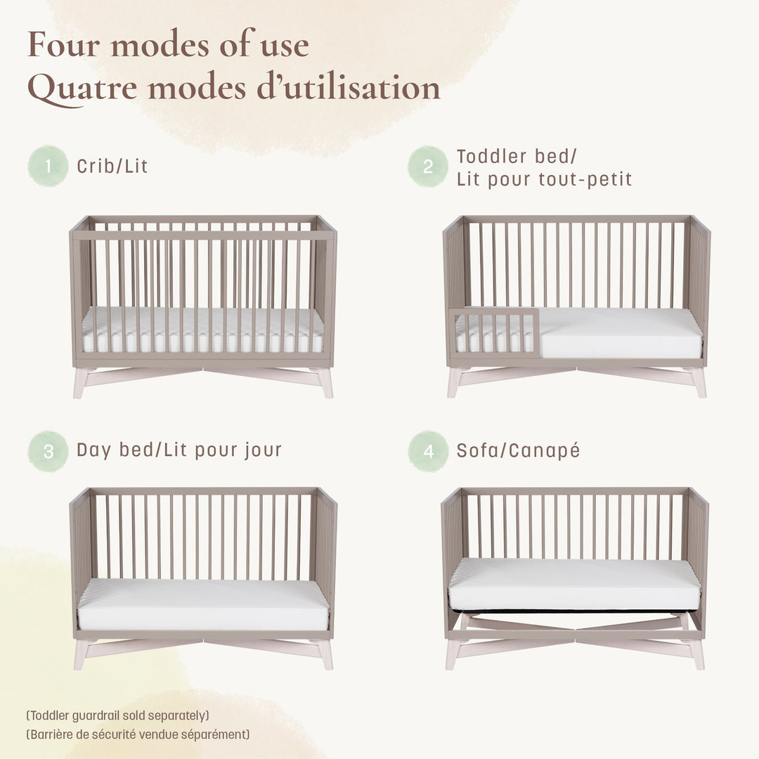 Little Seeds Pala 4-in-1 Crib (Taupe/Whitewash)