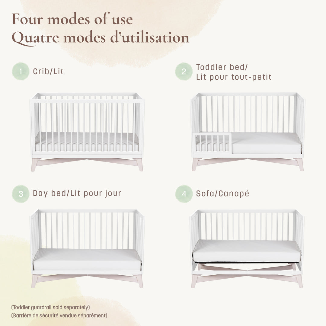 Little Seeds Pala 4-in-1 Crib (White/Whitewash)