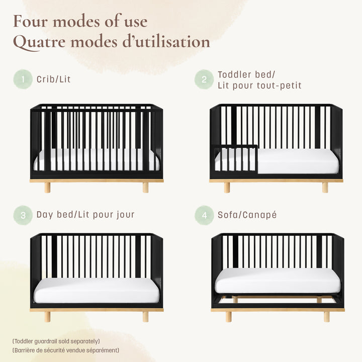 Little Seeds Roo 4-in-1 Convertible Crib (Black/Natural)