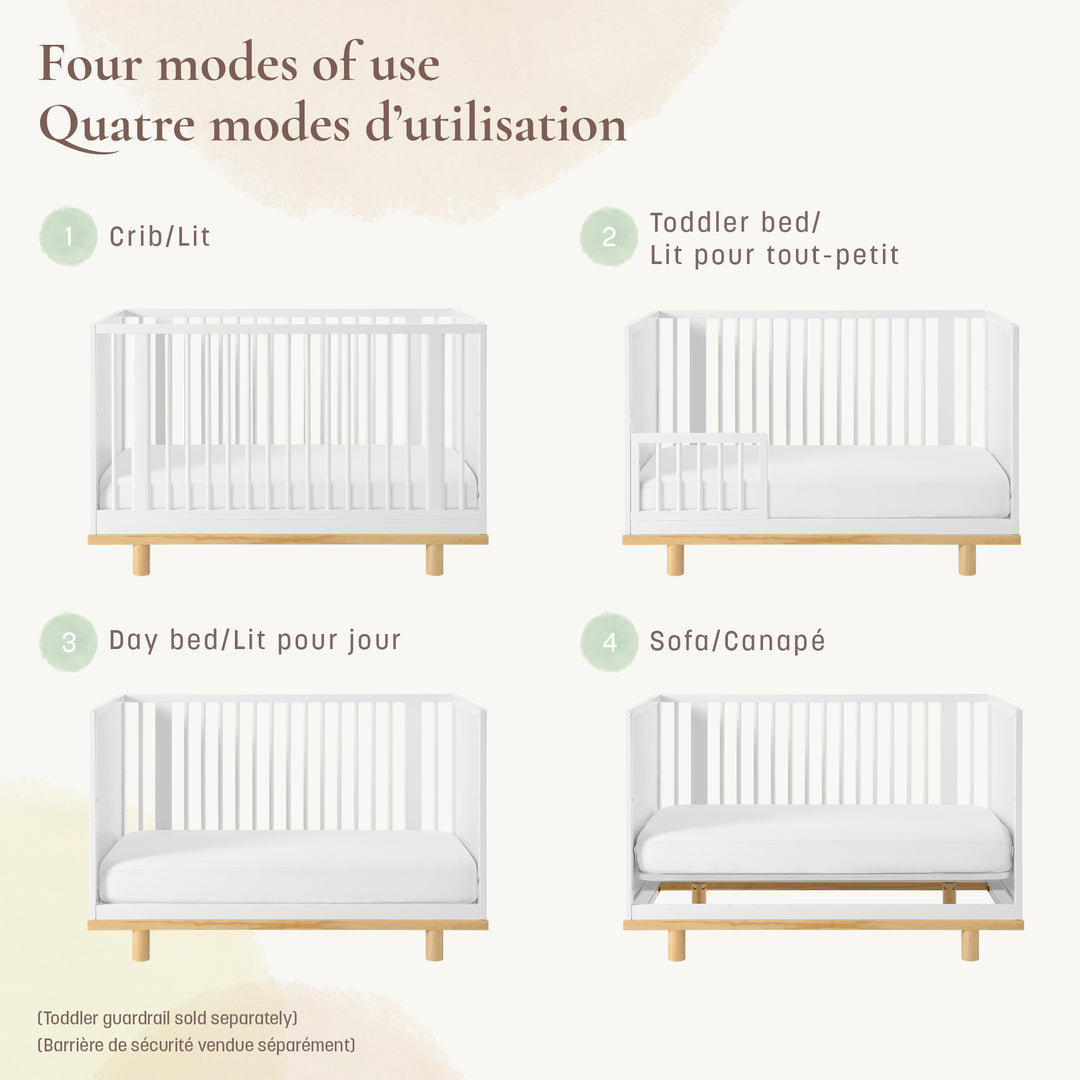 Little Seeds Roo 4-in-1 Convertible Crib (White/Natural)