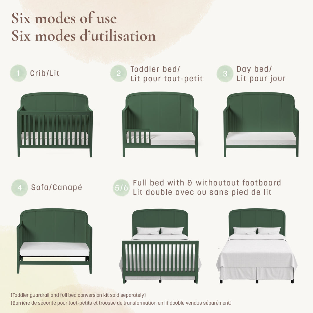 Little Seeds Briar 6-in-1 Crib (Bottle Green)