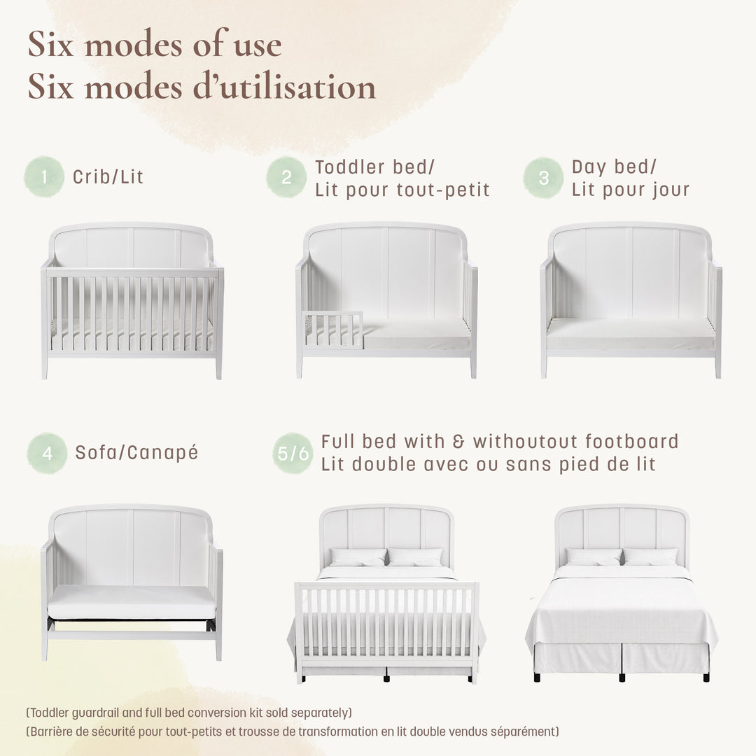 Little Seeds Briar 6-in-1 Crib (True White)