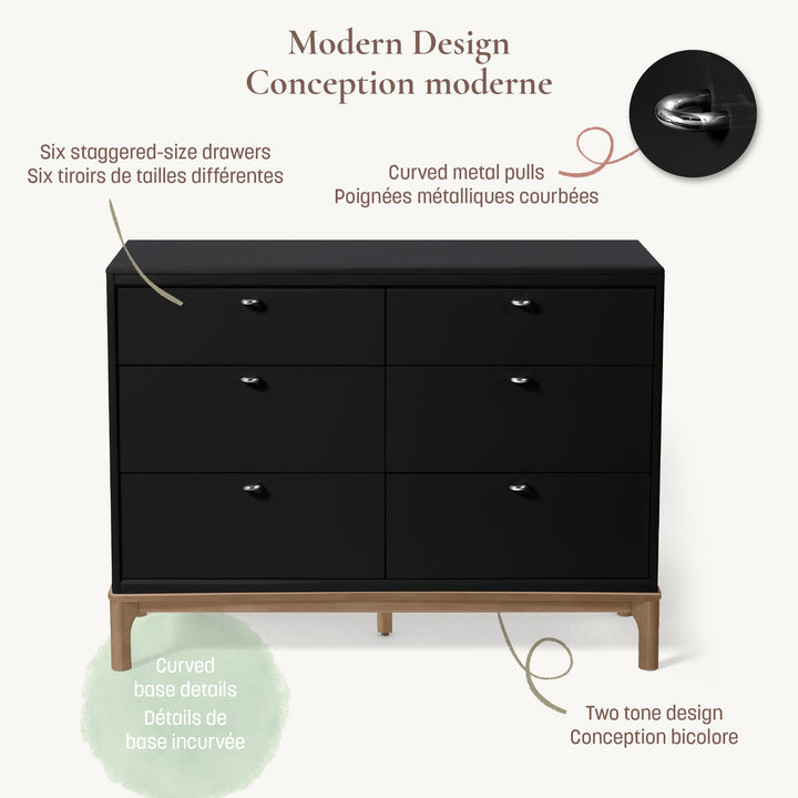 Little Seeds Laurel 6-Drawer Dresser (Black/Chestnut)