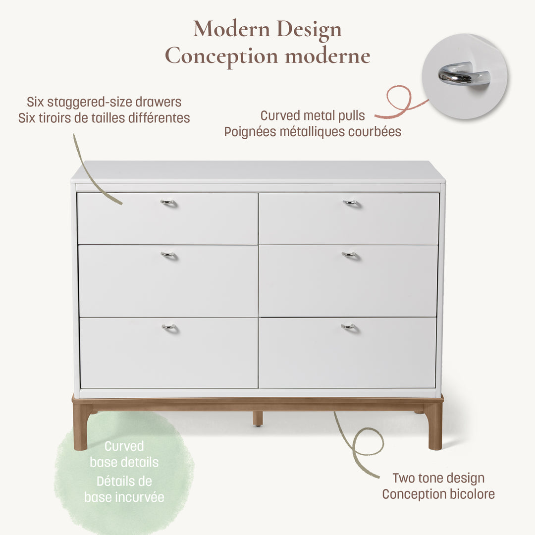 Little Seeds Laurel 6-Drawer Dresser (White/Chestnut)