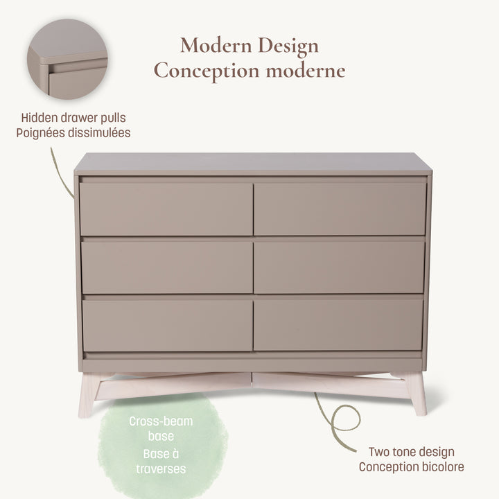 Little Seeds Pala 6-Drawer Dresser (Taupe/Whitewash)