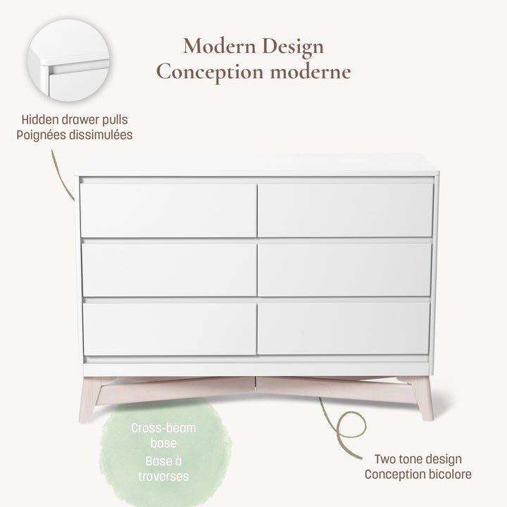 Little Seeds Pala 6-Drawer Dresser (White/Whitewash)