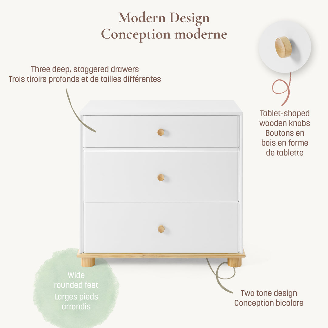 Little Seeds Roo 3-Drawer Dresser (White/Natural)
