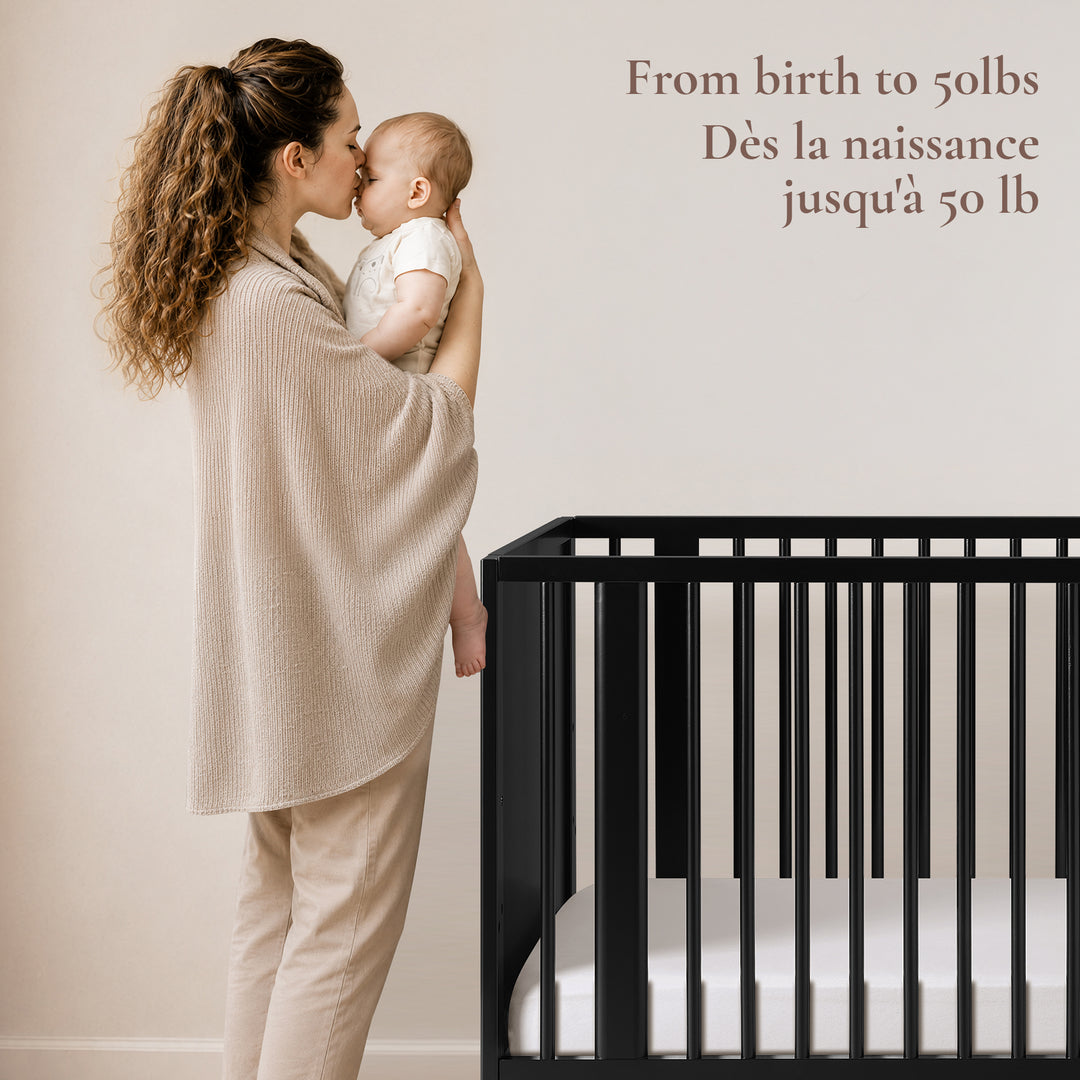 Little Seeds Roo 4-in-1 Convertible Crib (Black/Natural)