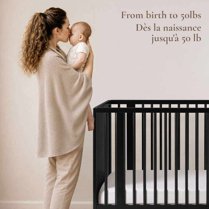 Little Seeds Roo 4-in-1 Convertible Crib (Black/Natural)