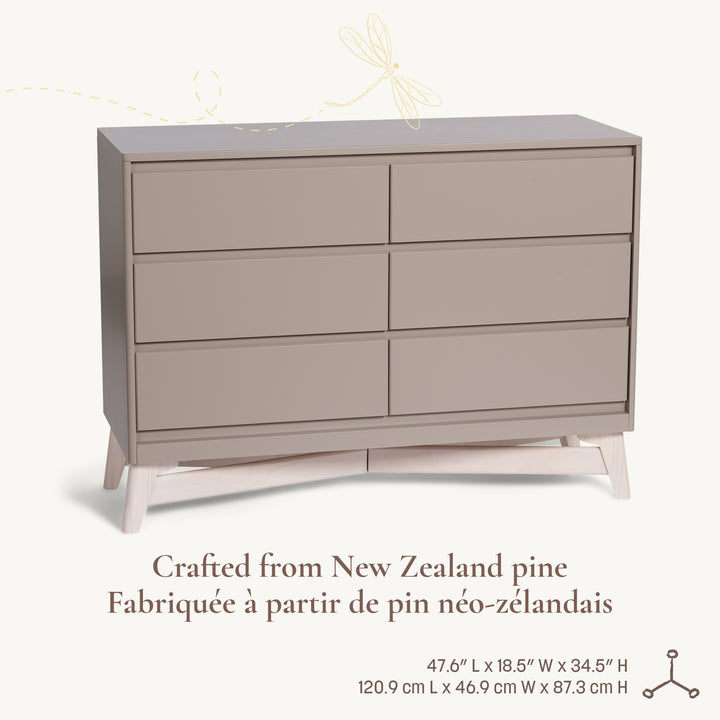 Little Seeds Pala 6-Drawer Dresser (Taupe/Whitewash)