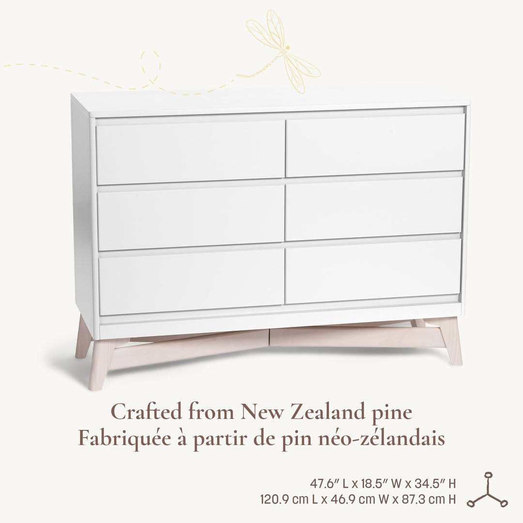 Little Seeds Pala 6-Drawer Dresser (White/Whitewash)