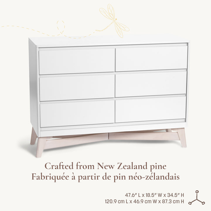Little Seeds Pala 6-Drawer Dresser (White/Whitewash)