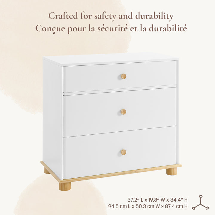 Little Seeds Roo 3-Drawer Dresser (White/Natural)