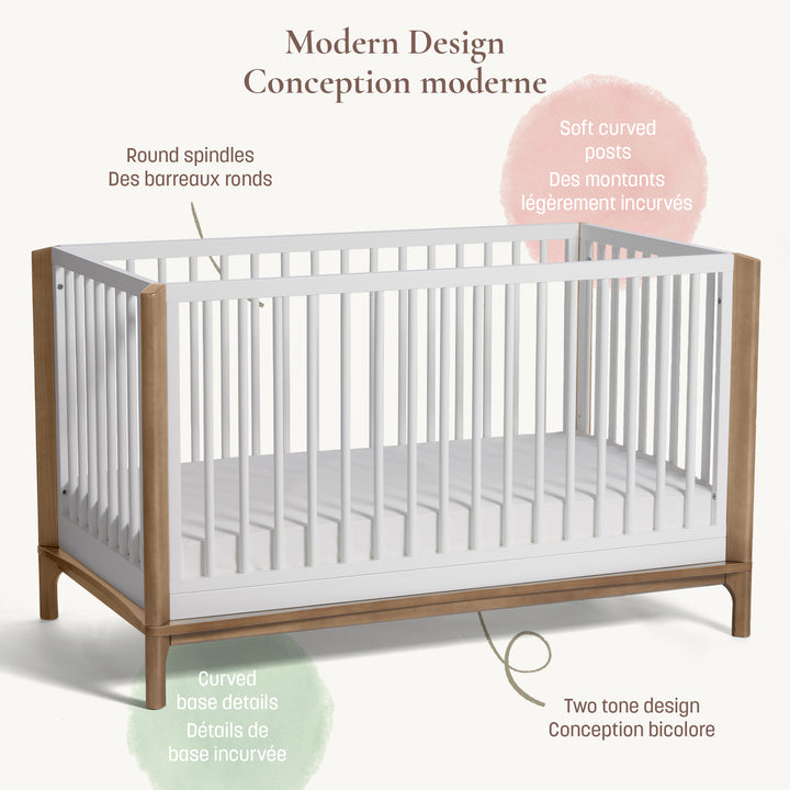 Little Seeds Laurel 4-in-1 Crib (White/Chestnut)