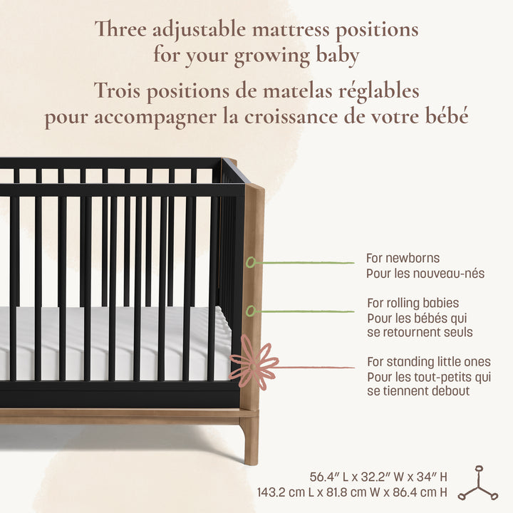 Little Seeds Laurel 4-in-1 Crib (Black/Chestnut)