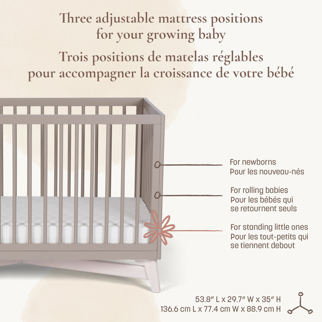 Little Seeds Pala 4-in-1 Crib (Taupe/Whitewash)