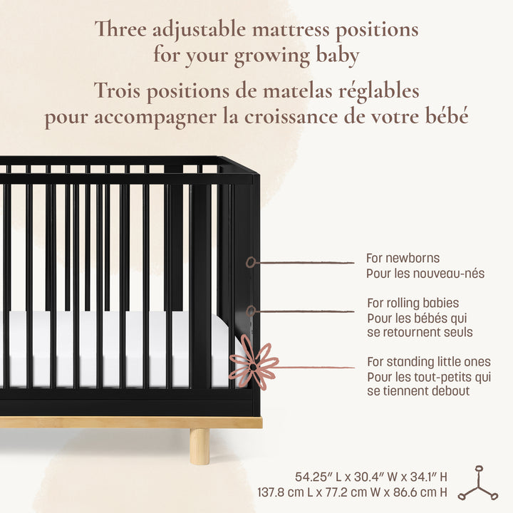 Little Seeds Roo 4-in-1 Convertible Crib (Black/Natural)