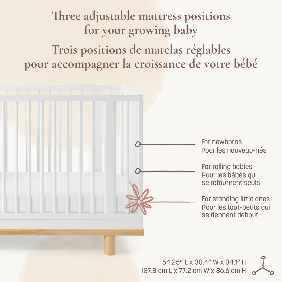 Little Seeds Roo 4-in-1 Convertible Crib (White/Natural)