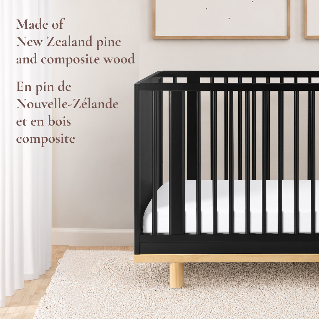 Little Seeds Roo 4-in-1 Convertible Crib (Black/Natural)