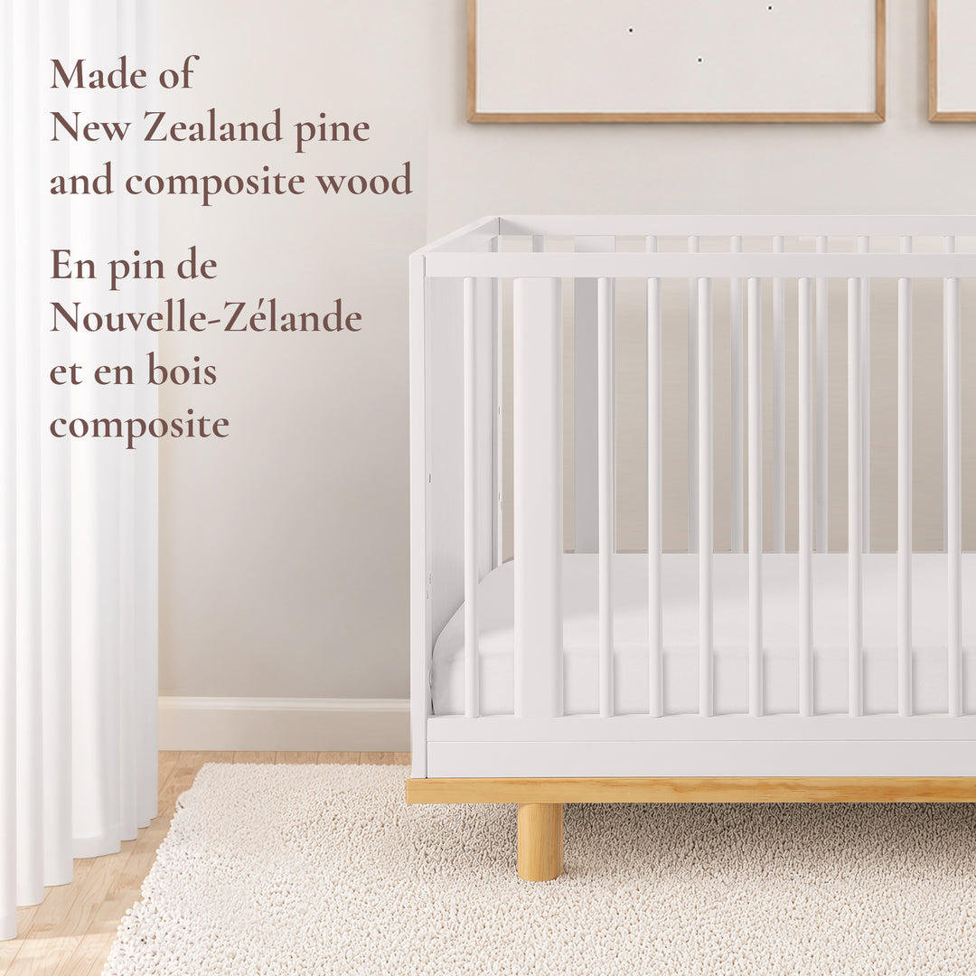 Little Seeds Roo 4-in-1 Convertible Crib (White/Natural)