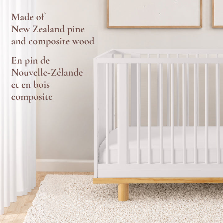 Little Seeds Roo 4-in-1 Convertible Crib (White/Natural)