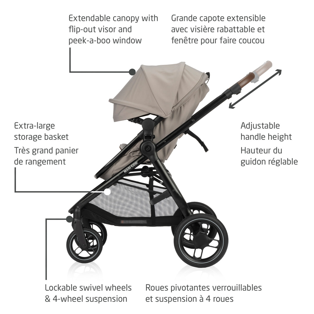 maxi cosi zelia travel system tan Maxi Cosi Zelia Luxe 5-in-1 Travel System (New Hope Tan)