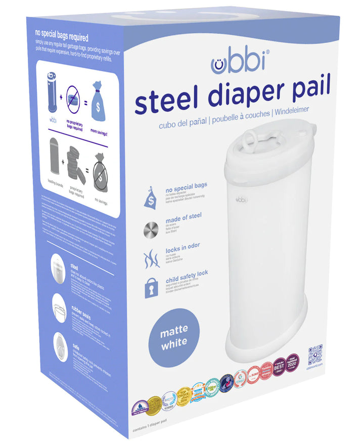 Ubbi Diaper Pail (Matte White) - IN STORE PICK-UP ONLY
