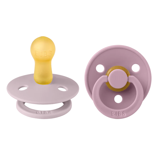BIBS Colour Round Latex Pacifier 2pk (Dusky Lilac/Heather)