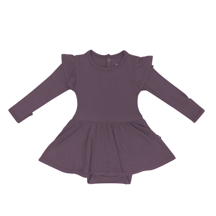 Kyte Baby Long Sleeve Twirl Bodysuit Dress (Currant)