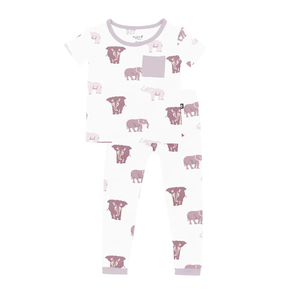 Kyte Baby Short Sleeve with Pants Pajamas (Elephant)