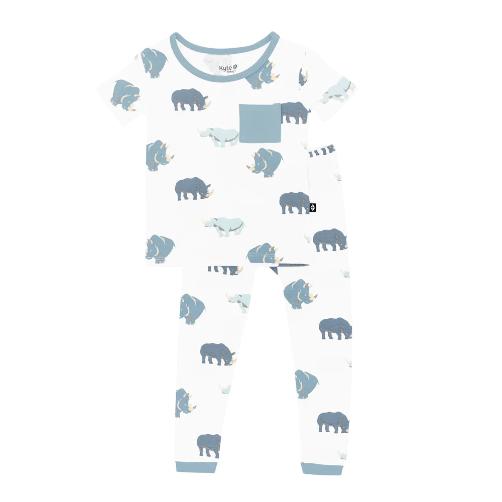 Kyte Baby Short Sleeve with Pants Pajamas (Rhino)
