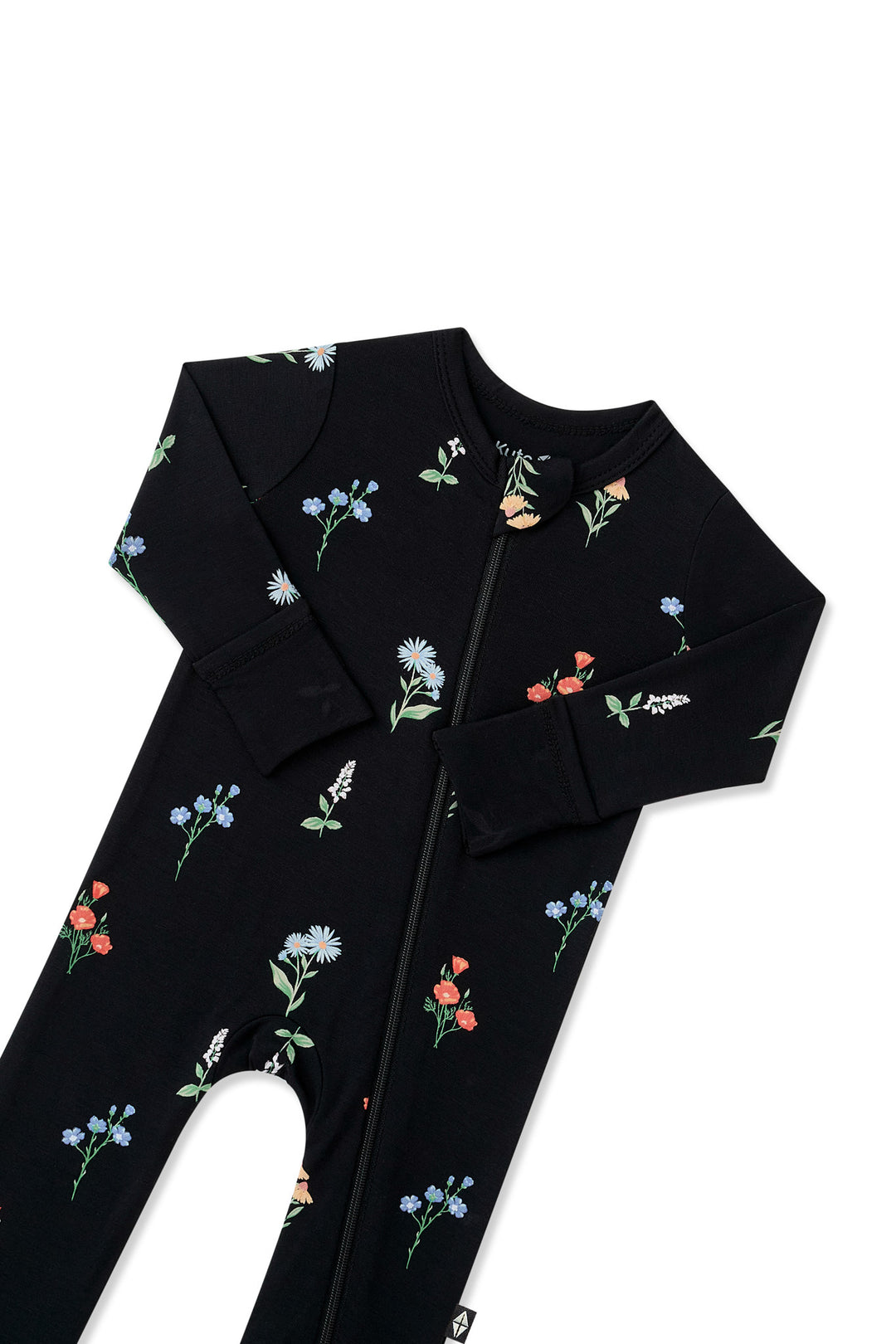 Kyte Baby Long Sleeve Zippered Romper (Midnight Wildflower)