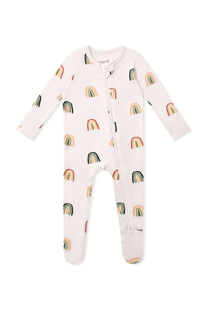 Kyte Baby Long Sleeve Zippered Footie (Retro Rainbow)