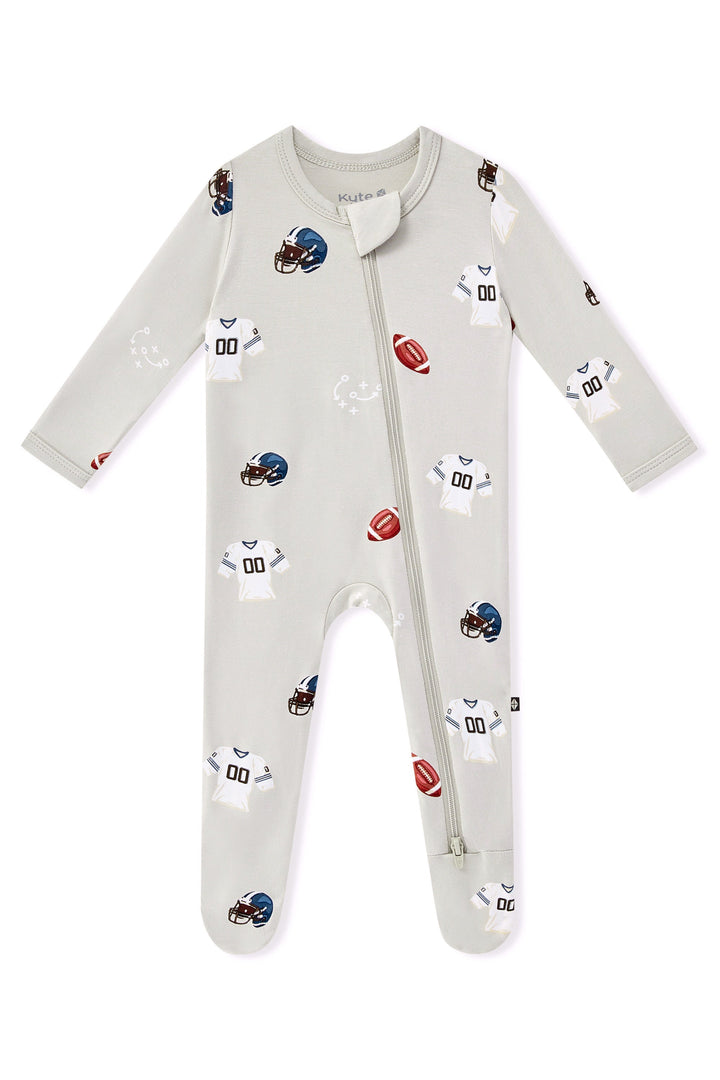Kyte Baby Zippered Footie (Vintage Football)