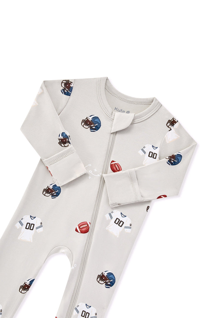 Kyte Baby Zippered Footie (Vintage Football)