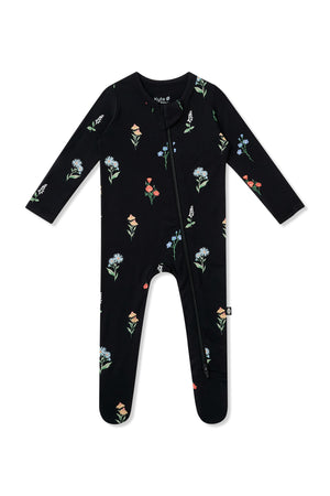 Kyte Baby Long Sleeve Zippered Footie (Midnight Wildflower)