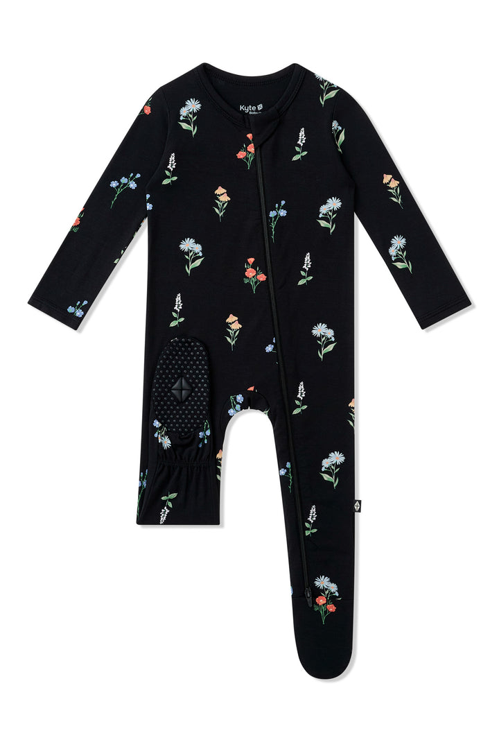 Kyte Baby Long Sleeve Zippered Footie (Midnight Wildflower)