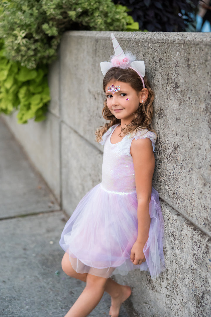 Great Pretenders Dreamy Unicorn Dress & Headband (Iridescent/Pink)