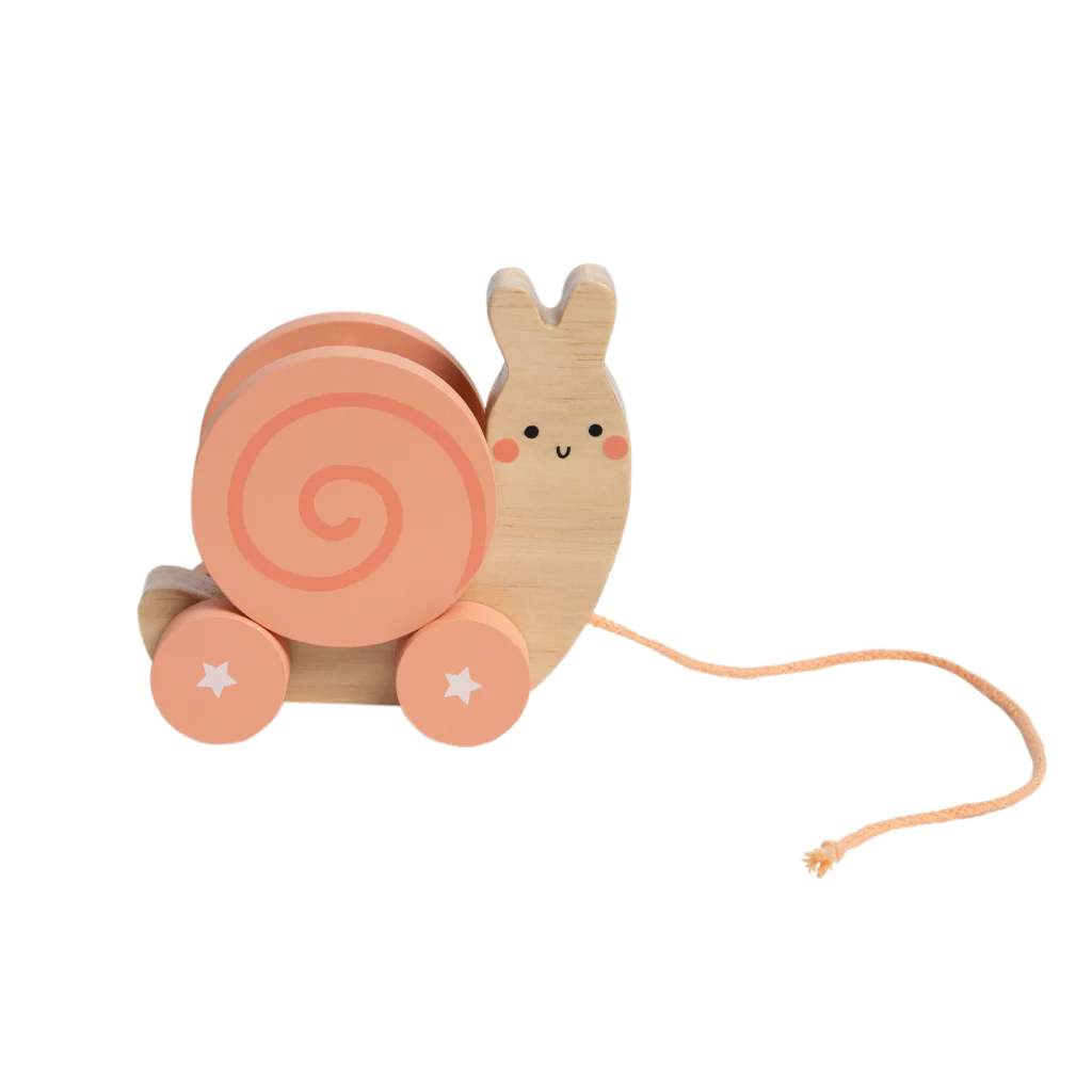 Pearhead Wooden Snail Pull Toy & Rattle