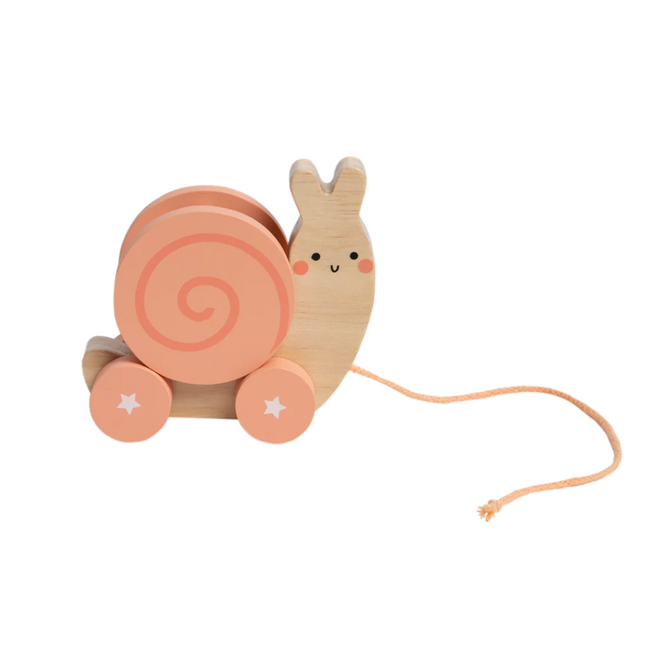 Pearhead Wooden Snail Pull Toy & Rattle