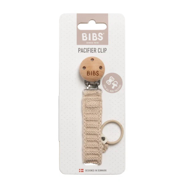 BIBS Pacifier Clip Knitted (Vanilla)