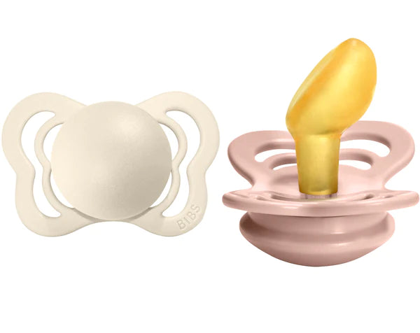 BIBS Couture Anatomical Latex Pacifier 2-Pack (Ivory/Blush)