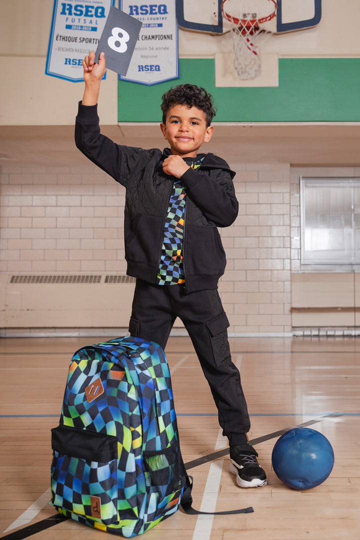 Deux par Deux Kids Backpack (Multicoloured Checker)