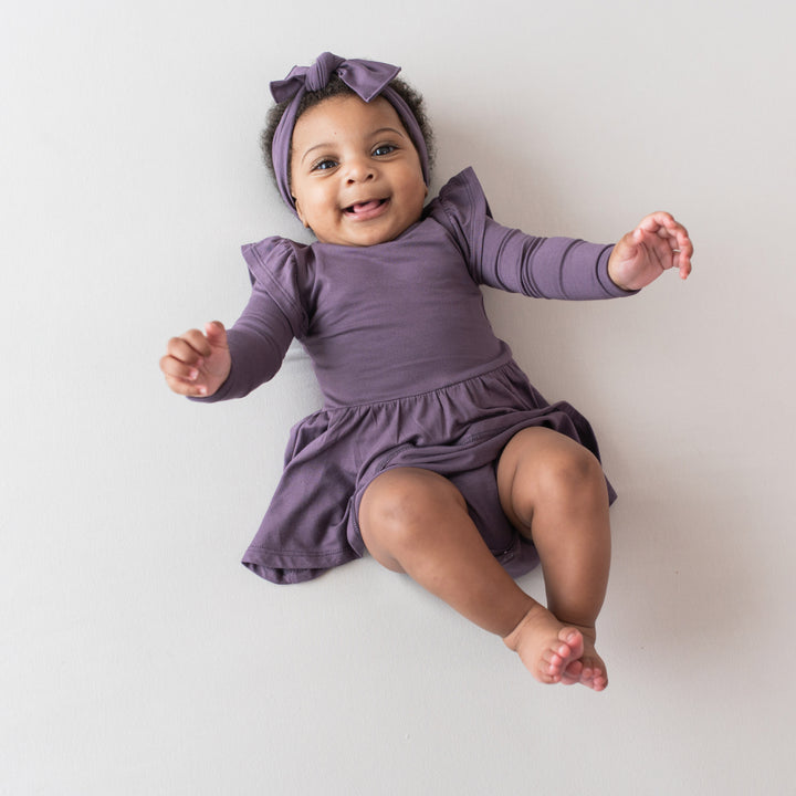 Kyte Baby Long Sleeve Twirl Bodysuit Dress (Currant)