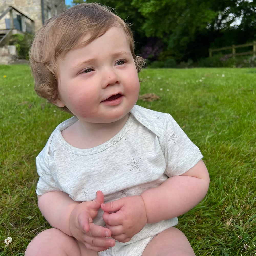 Ettie + H Morgan Jersey Onesie (Grey Starfish)-Apparel-ettie + h--babyandme.ca