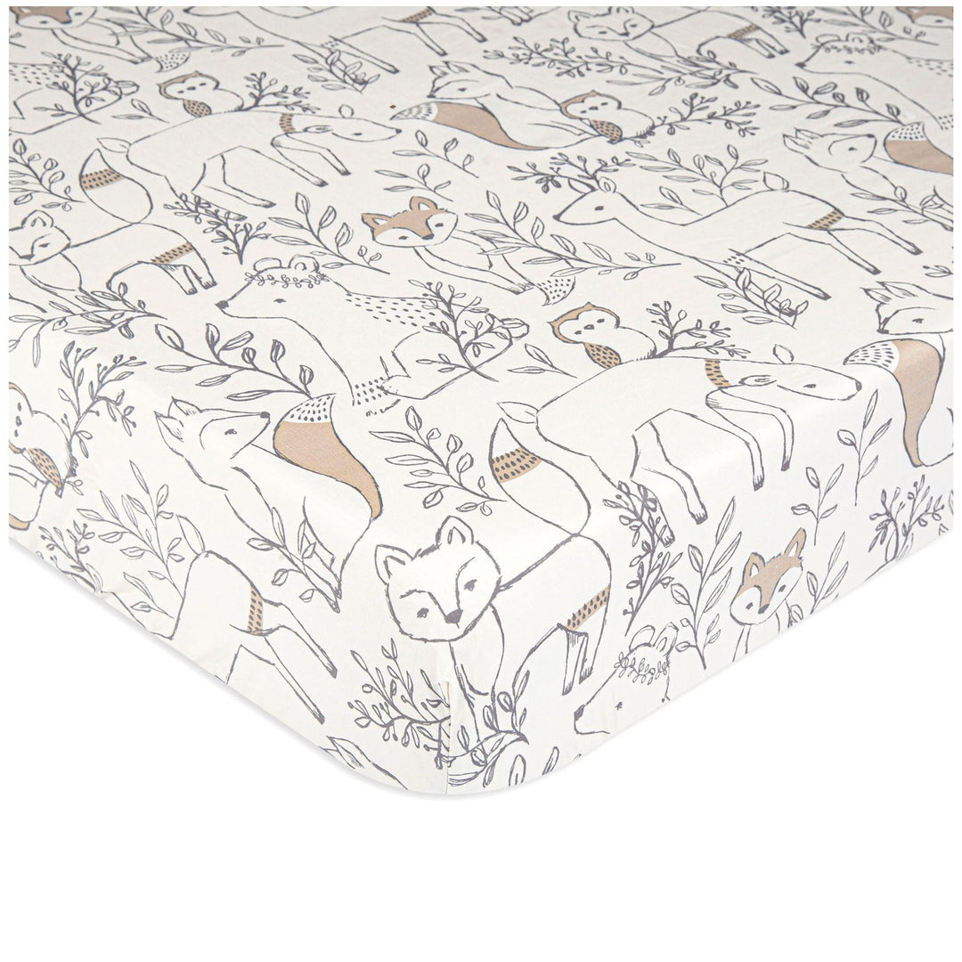 Crane Fitted Crib Sheet Ezra Woodland